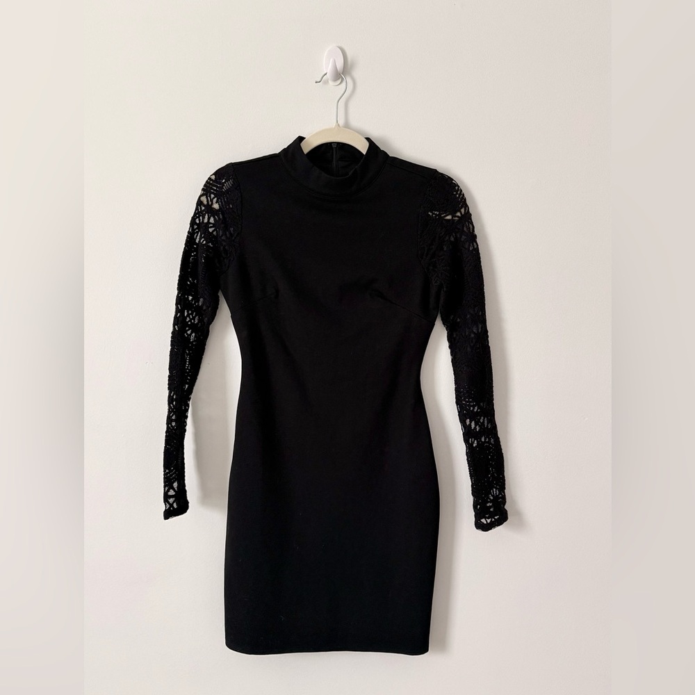 Lulu's Black Long Sleeve Lace Dress